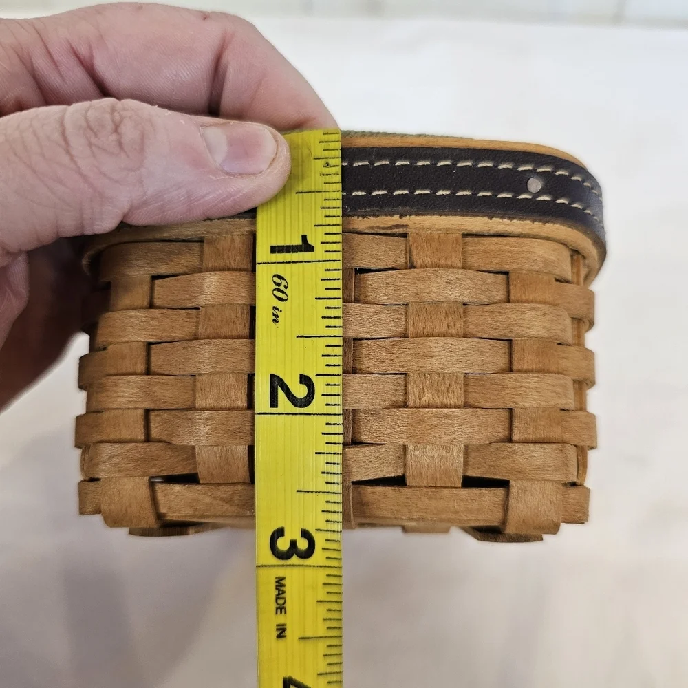 Longaberger 2003 Vintage Fathers Day Pocket Change Basket Leather Trim Woven